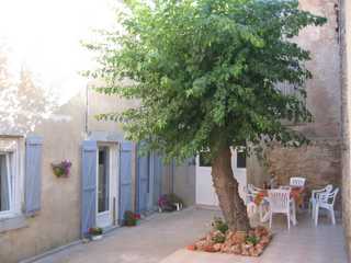 the shady terrace of our house close to Carcassonne and Narbonne